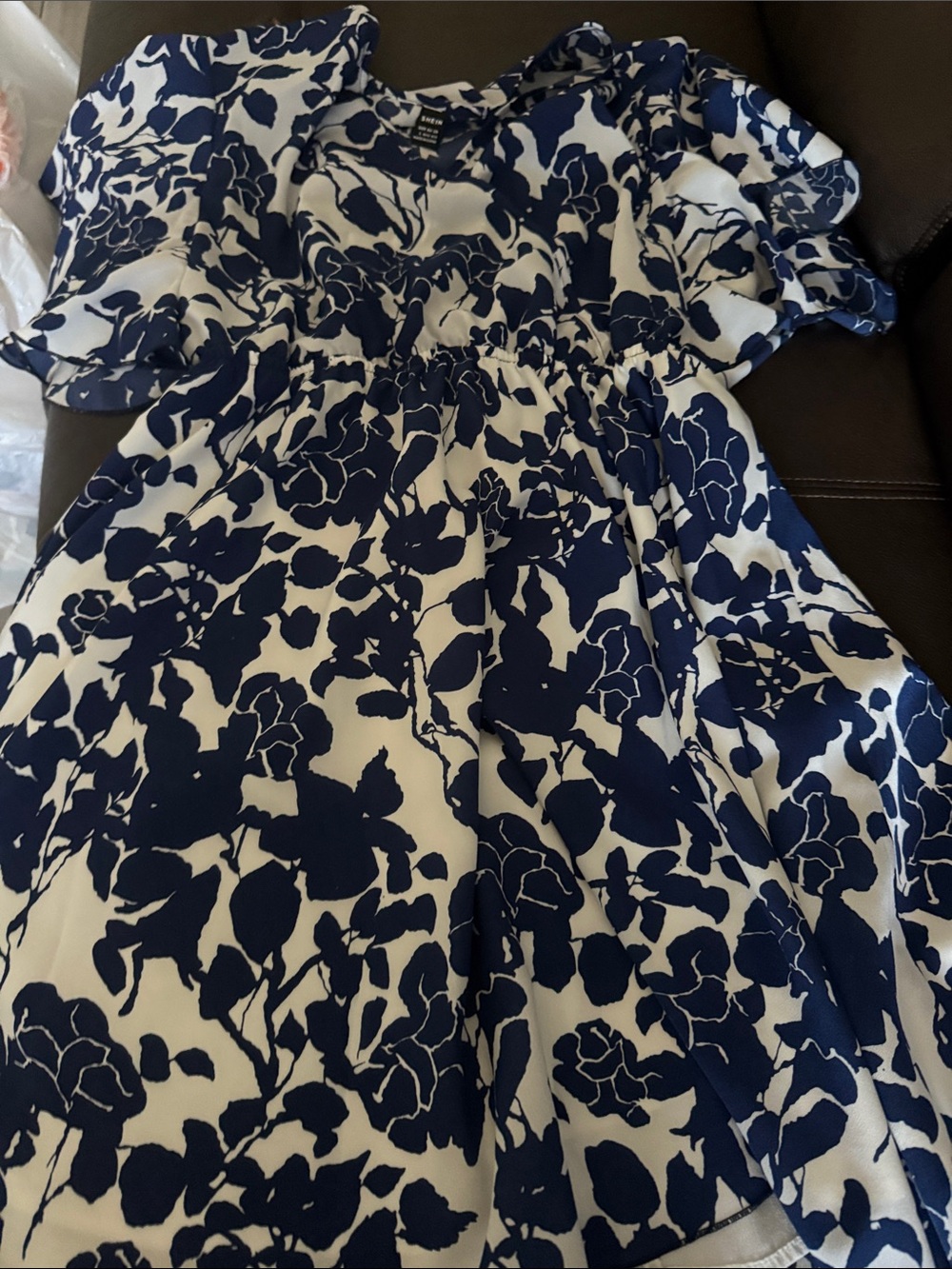 Girls Navy and White Floral Dress